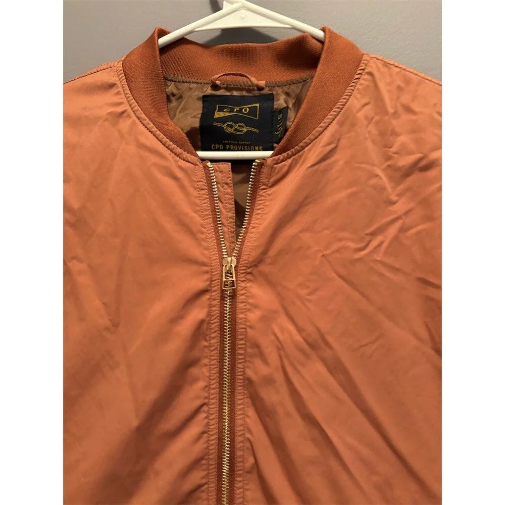 CPO Provisions Men's MA-1 Flight Bomber Jacket Rust Orange Full Zip Size L - Picture 2 of 12